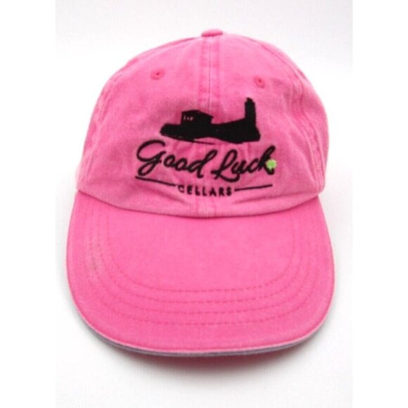 Women Good Luck Cellars Embroidered Adjustable Pink Hat (A) - Picture 1 of 6